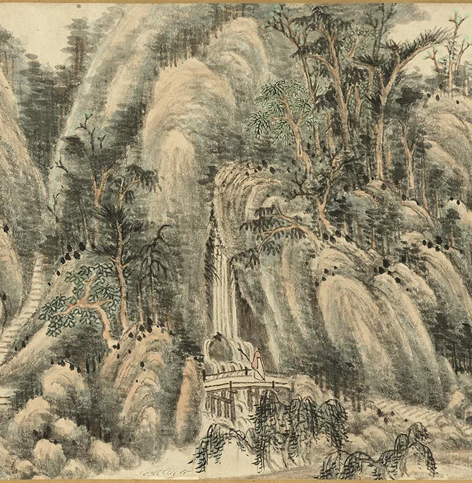 王原祁山水画《夏山新霁图》卷_07