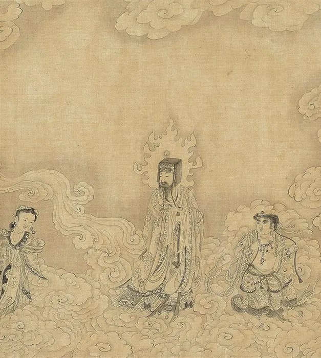 郑重白描佛道人物画《摩利支天图》卷_09