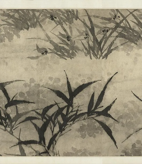 石涛水墨画《兰竹图》卷_11