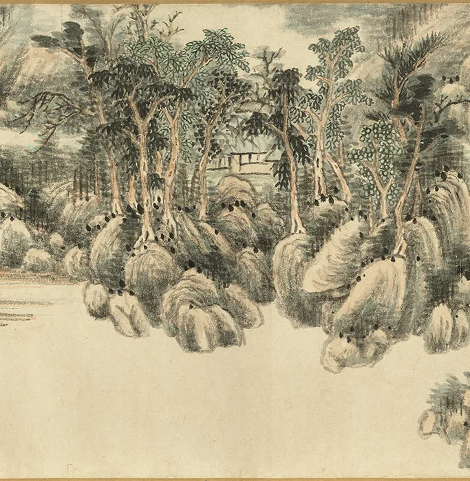 王原祁山水画《夏山新霁图》卷_05