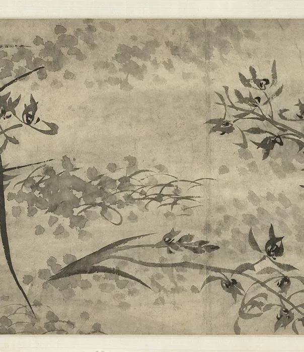 石涛水墨画《兰竹图》卷_09