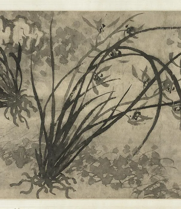 石涛水墨画《兰竹图》卷_08