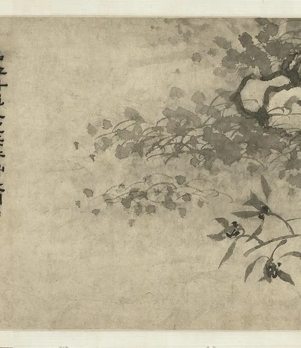 石涛水墨画《兰竹图》卷_06
