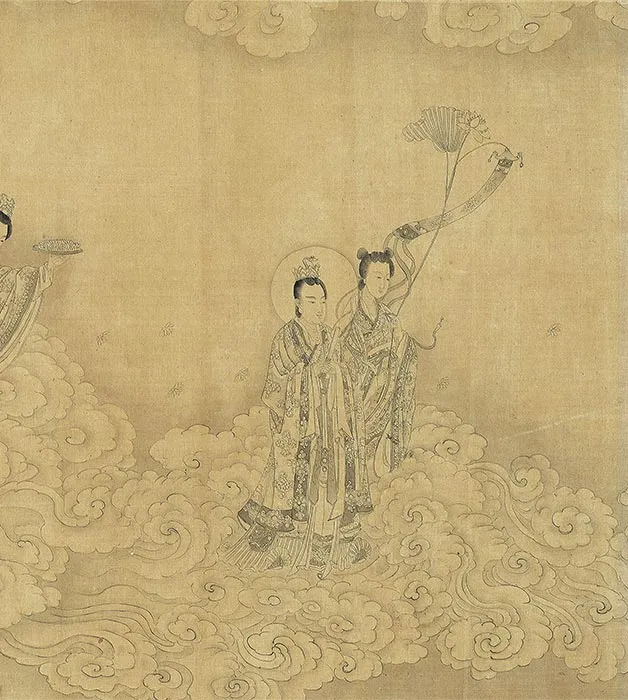 郑重白描佛道人物画《摩利支天图》卷_07