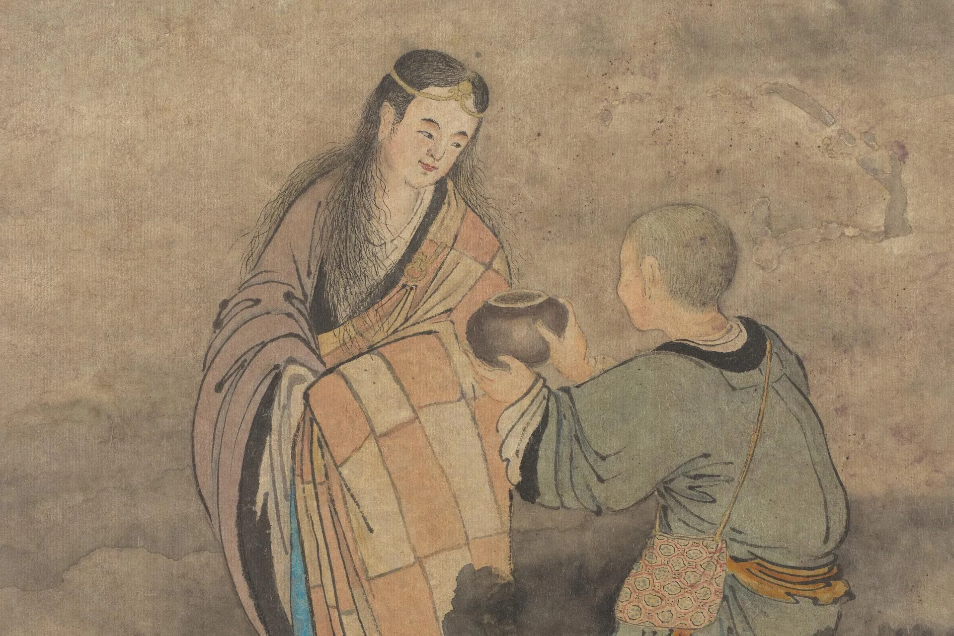 郑重佛道人物画《十八应真像》册（12幅） - 国画作品高清大图下载- 集