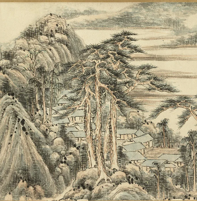 王原祁山水画《夏山新霁图》卷_02