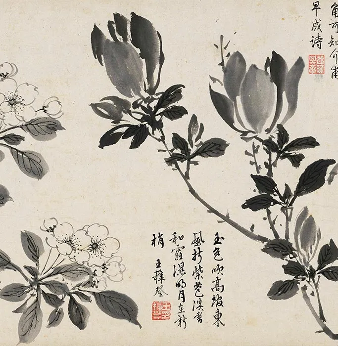 周之冕水墨百花图卷_21