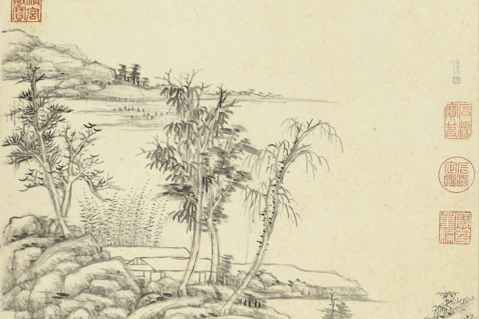 清王原祁仿宋元人山水册（17页） - 国画作品高清大图下载- 集古作网