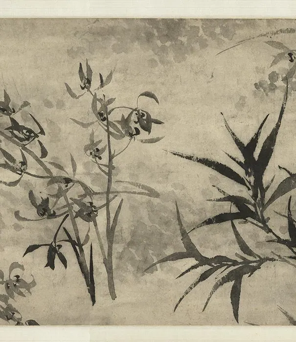 石涛水墨画《兰竹图》卷_10