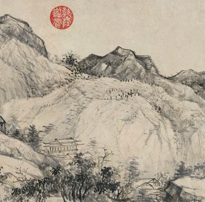 陈叔起、王绂合绘山水画《潇湘秋意图》卷_05