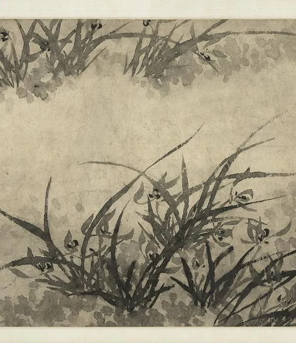 石涛水墨画《兰竹图》卷_12