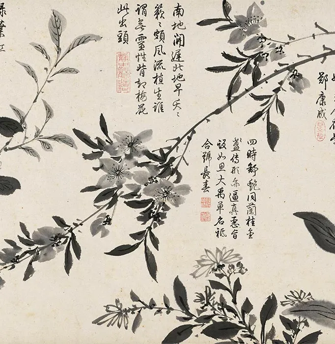 周之冕水墨百花图卷_18