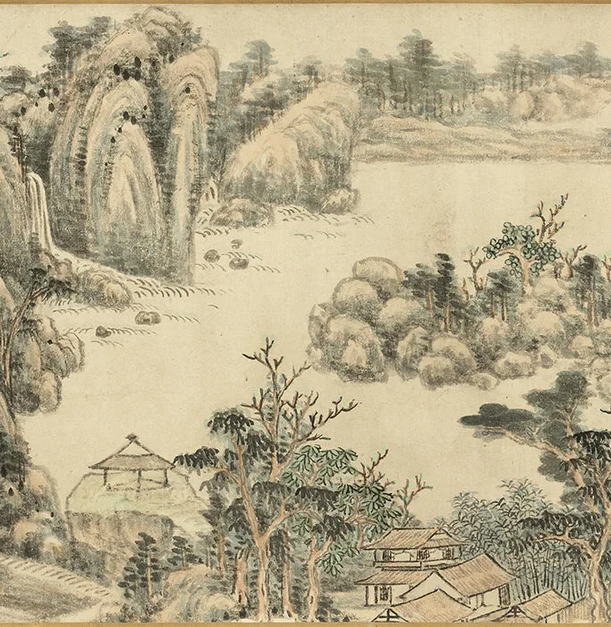 王原祁山水画《夏山新霁图》卷_08