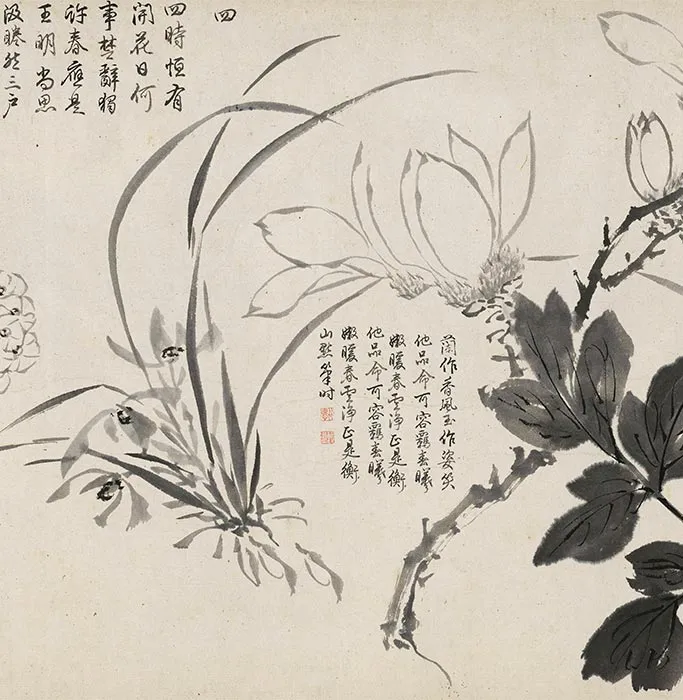 周之冕水墨百花图卷_23