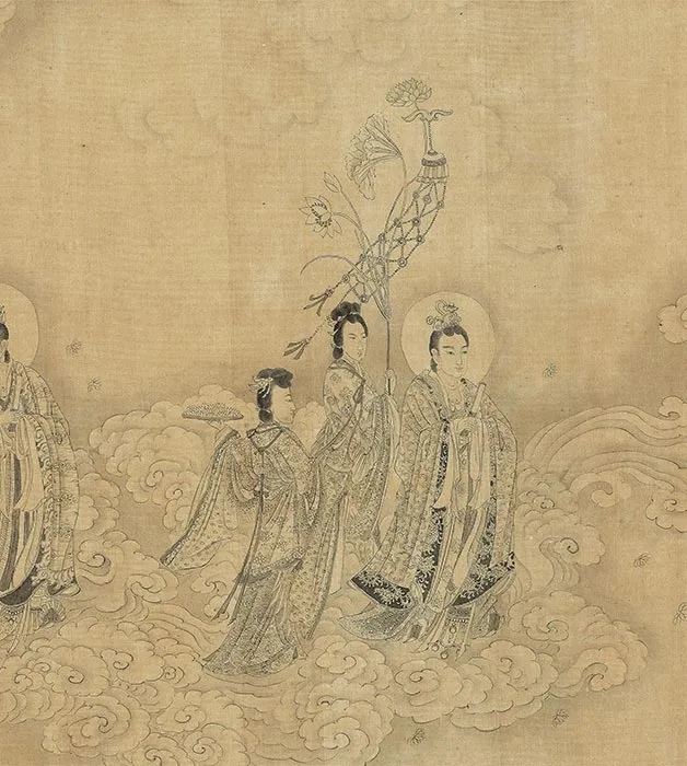 郑重白描佛道人物画《摩利支天图》卷_04