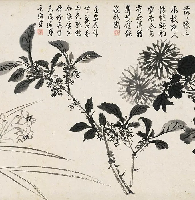 周之冕水墨百花图卷_05
