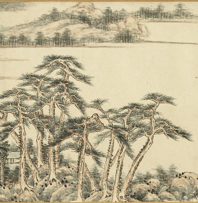 王原祁山水画《夏山新霁图》卷_03