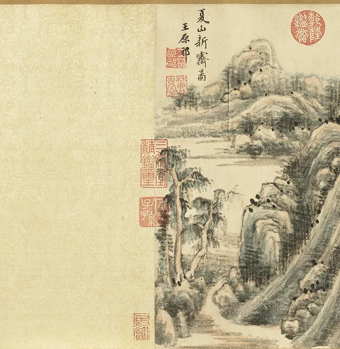 王原祁山水画《夏山新霁图》卷_01