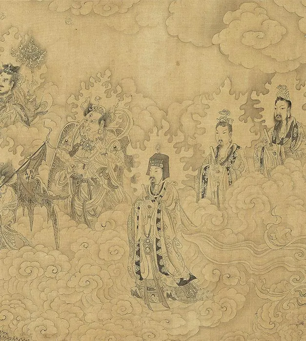 郑重白描佛道人物画《摩利支天图》卷_12