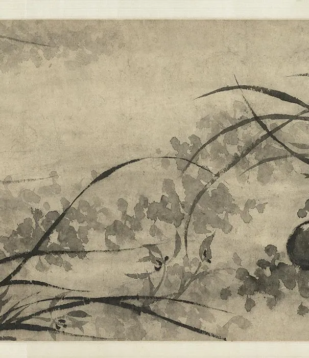 石涛水墨画《兰竹图》卷_13