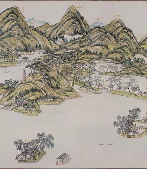 王原祁西湖十景图卷_04