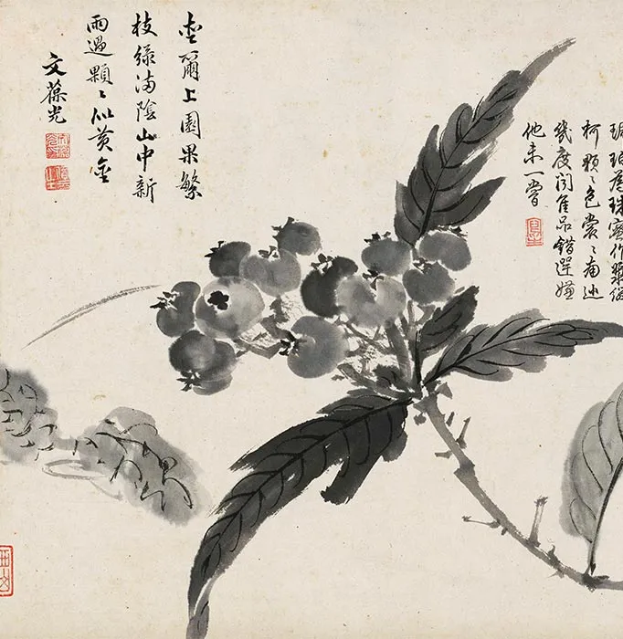 周之冕水墨百花图卷_16