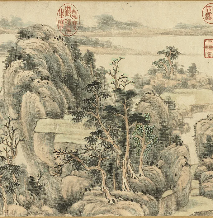 王原祁山水画《夏山新霁图》卷_09