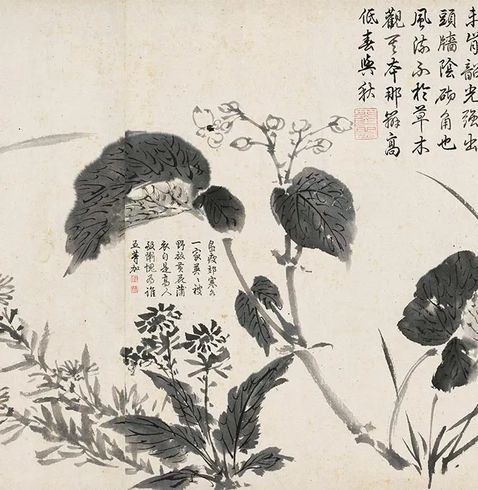 周之冕水墨百花图卷_11