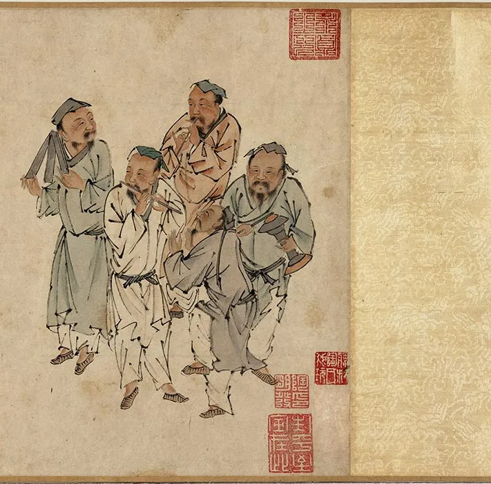 传梁楷人物画《尧民击壤图》卷_10