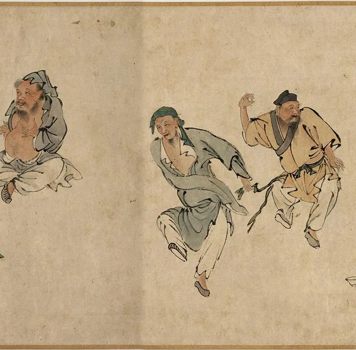 传梁楷人物画《尧民击壤图》卷_03
