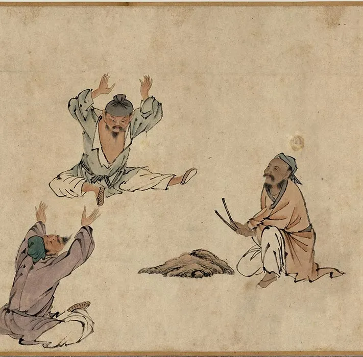 传梁楷人物画《尧民击壤图》卷_09