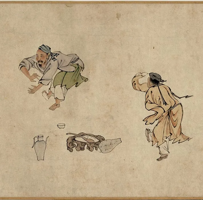 传梁楷人物画《尧民击壤图》卷_07