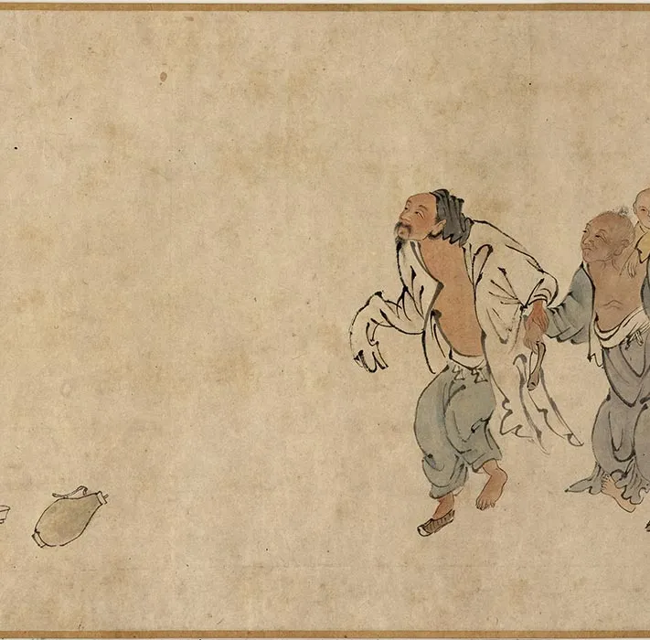 传梁楷人物画《尧民击壤图》卷_04
