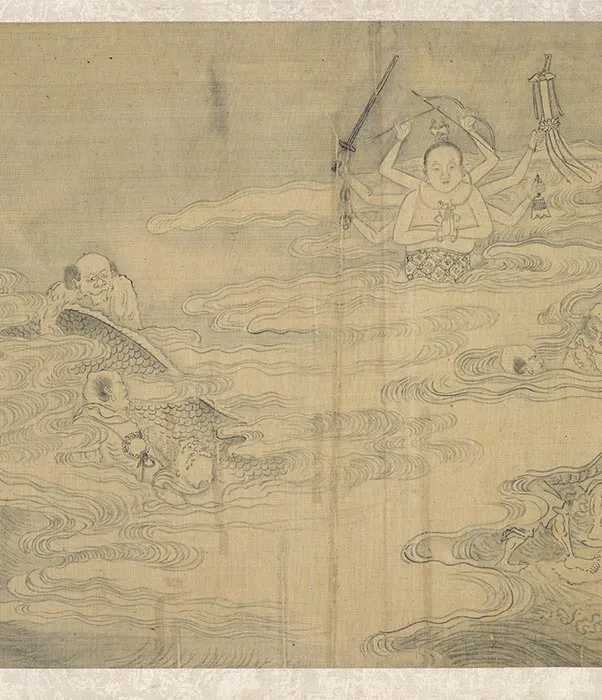 传李公麟白描佛道人物画《云海罗汉诸仙像》_12