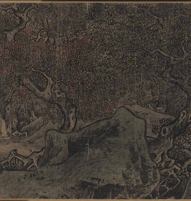 李唐山水画《濠梁秋水图》卷_08