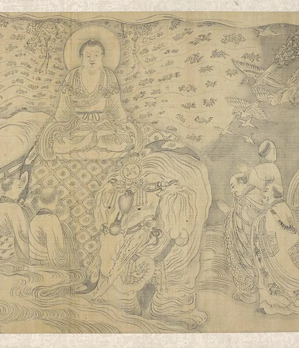 传李公麟白描佛道人物画《云海罗汉诸仙像》_05