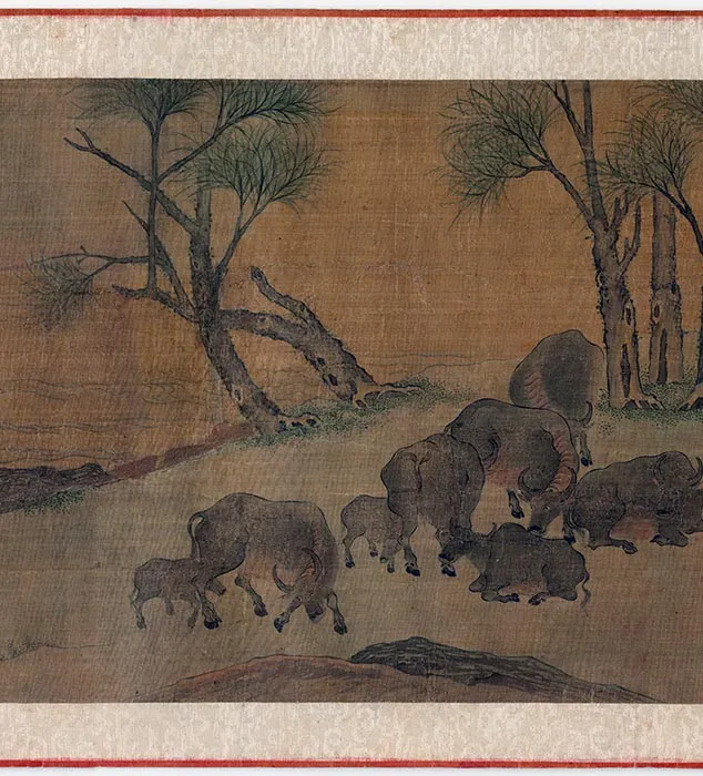 传李唐渡溪牧牛图卷_12