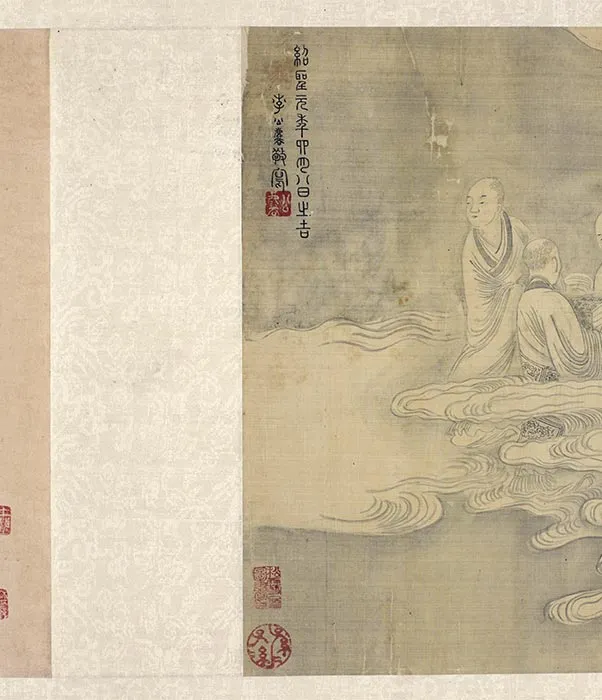 传李公麟白描佛道人物画《云海罗汉诸仙像》_03