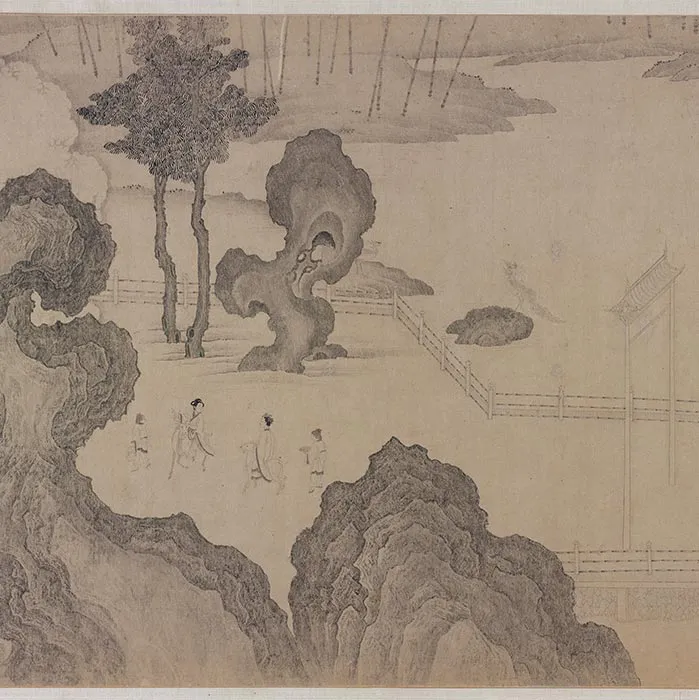 传李公麟山水人物画《群仙高会图》卷_14