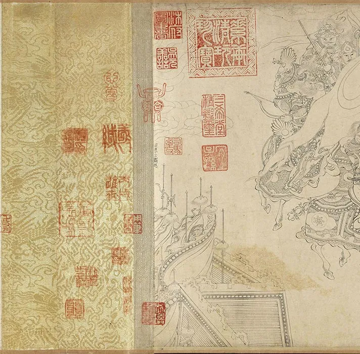 李公麟白描画《免胄图》卷_03