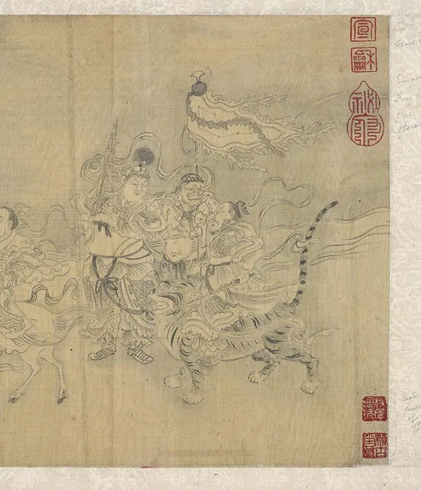 传李公麟白描佛道人物画《云海罗汉诸仙像》_14