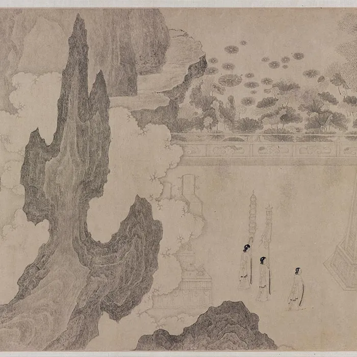 传李公麟山水人物画《群仙高会图》卷_12