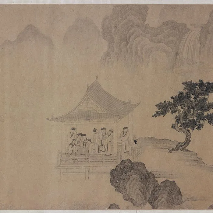 传李公麟山水人物画《群仙高会图》卷_23