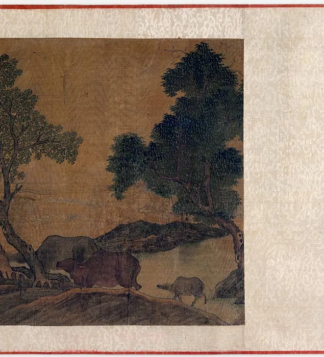 传李唐渡溪牧牛图卷_14