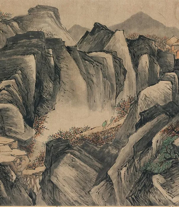 传李唐秋景山水《秋溪渔隐图》卷_07