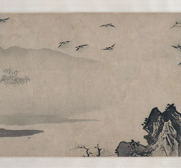 传夏圭水墨山水画《秋江渔乐图》卷_10