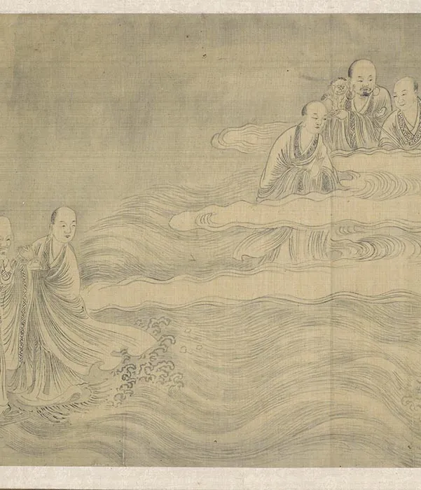传李公麟白描佛道人物画《云海罗汉诸仙像》_10