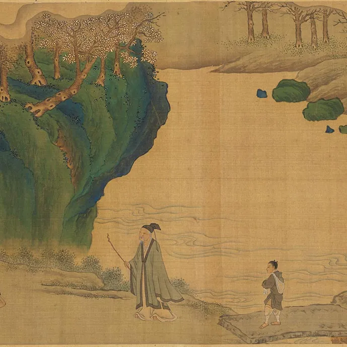 传刘松年青绿山水人物画《山亭高会图》卷_10