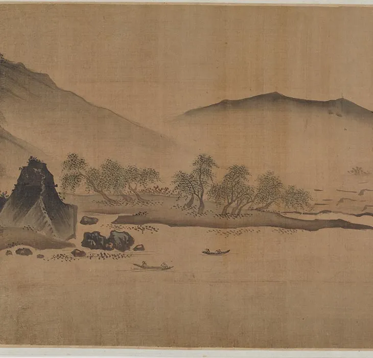 《千山竞秀图卷》又名《江村图卷》_09