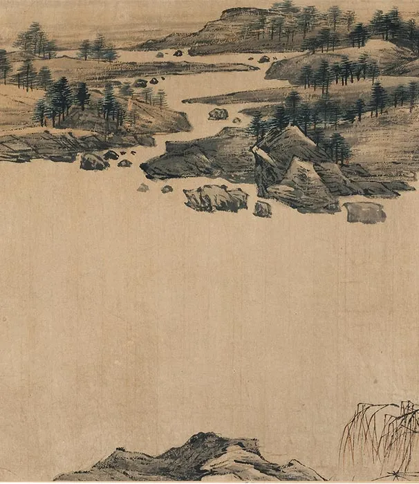 传李唐秋景山水《秋溪渔隐图》卷_04